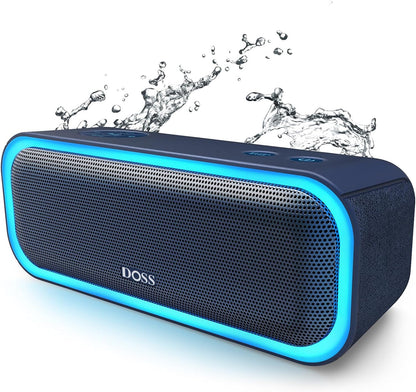 Bluetooth Speaker, Soundbox Pro Wireless Speaker with 20W Stereo Sound, Active Extra Bass, Bluetooth5.0, IPX6 Waterproof, Wireless Stereo Pairing, Multi-Colors Lights, 20Hrs Playtime -Blue